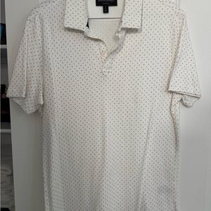 Banana Republic White Polo with Subtle Pattern